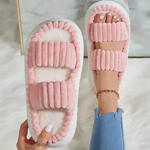 Sandalias planas de verano rosa para exteriores personalizadas, cómodas sandalias sexis con correa cruzada de fondo grueso, zapatillas de mujer con punta abierta