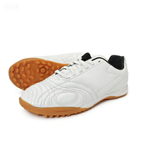 Chaussures de football TF en cuir blanc avec empeigne en cuir texturé, crampons antidérapants pour terrain synthétique, pour hommes, entraînement et match