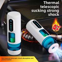 Vollautomatisches Vibrations-Teleskop-Masturbationsgerät für Männer mit Thermofunktion und starkem Innenbecher, automatische Heizung, Sexspielzeug