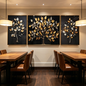Custom 3 Panel <b>Framed</b> Wall Art Golden Money Tree Abstract Print <b>for</b> Living Room Crystal Porcelain <b>Painting</b> LED Home Decor - Product Image 2
