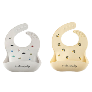 Bavoir bébé en silicone de qualité alimentaire, doux, imperméable, réglable, réutilisable, portable, pour l'alimentation des tout-petits, attrape-miettes pour repas d'enfants, vente en gros, individuel - Product Image 2