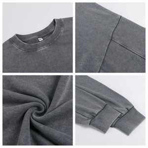 Sweat-shirts à capuche unisexes en coton épais, style vintage, avec logo personnalisé, effet délavé, en molleton bouclette, style hip-hop - Product Image 2