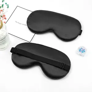 Hochwertige Eyemask Schlaf Seide schwarz Satin Seide Auge Schlafmaske verstellbares Band für Männer und Frauen Großhandel