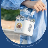 Botol air plastik anak dengan sedotan, botol air minum motif lucu