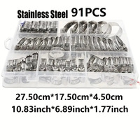Kit de colliers de serrage en acier inoxydable 40 50 60 65 80 91 100 120 pièces Différents ensembles de boîtes