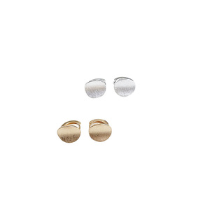 Yinruitai S925 Sterling <b>Silver</b> <b>Stud</b> <b>Earrings</b> Brushed Round Geometric Design For Women Everyday Wear - Product Image 5