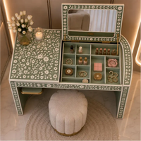 Table de toilette sur mesure de luxe léger, coiffeuse de chambre moderne et minimaliste, peinte à la main, multifonctionnelle avec plateau rabattable