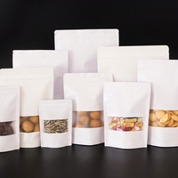 Sachet Doypack Personnalisé Refermable avec Fermeture Éclair, en Papier Kraft Blanc, avec Fenêtre, pour Fruits Secs et Snacks