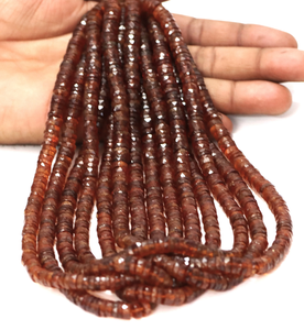 ลูกปัดโกเมนเฮสโซไนท์พร้อมรูปทรงยางรถยนต์แบบเหลี่ยมเพชรพลอยและสายยาว16 "สำหรับการทำเครื่องประดับ - Product Image 6