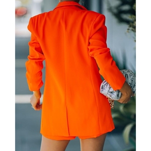 Sexy Temperament Fashion Casual Lapel Cardigan Solid Color Top Shorts Women's Suit 2 Piece <b>Set</b> Fashion - Product Image 5