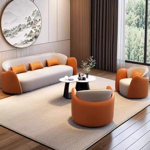 Conjunto de Sofás de Recepción de Cuero Marrón de 3 Piezas, Muebles Modernos para Oficina y Salón, Cómodos para Hotel y Salón de Ventas - Product Image 5