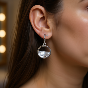ต่างหูคริสตัลทรงหยดน้ำสีขาวทองคำขาว 925 ดีไซน์เรขาคณิตแบบมินิมอล ประดับขอบเพชร เหมาะสำหรับผู้หญิงใส่ทุกวัน - Product Image 2