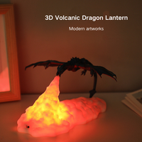 TBFIT Creative 3d Imprimer PLA Réaliste Dinosaure Illustration Modélisation Lampe USB Puissance Dragon Ornements Creative Cadeau Paysage Éclairage