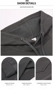 เสื้อฮู้ดดี้สั่งทำโลโก้ขายส่ง ผ้าเทอร์รี่คอตตอน 320GSM สไตล์ลำลอง โอเวอร์ไซส์ พิมพ์ลายโลโก้ หนักแน่น ปักลาย ยูนิเซ็กส์ เสื้อฮู้ดผู้ชาย สตรีทแฟชั่น - Product Image 3