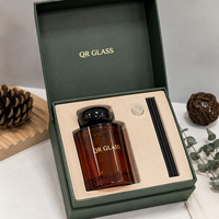 Diffuseur de parfum en verre écologique rond de 120 ml pour la maison, avec couvercle noir