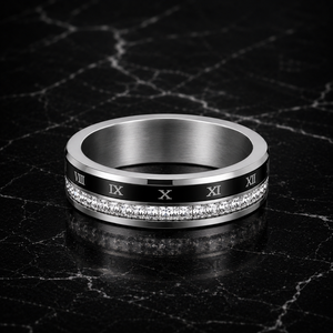JLM Premium Hersteller Titanstahl CZ Römische Ziffern Minimalistischer Ewigkeitsring Verlobungsring Unisex Anti-Angst-Spinner-Ring - Product Image 4