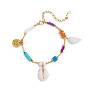 Ocean-inspired Gold <b>Bracelet</b> With Shell <b>Beads</b> And Colorful <b>Charms</b> For Women's Jewelry Gift - Product Image 5