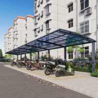 Weleadalu Système de carport en alliage d'aluminium à double cantilever simple et personnalisable, avec structure métallique et toit en polycarbonate, pour garages extérieurs, auvents et abris de voiture