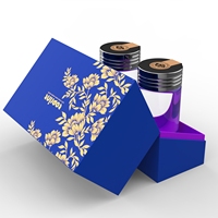 Boîtes cadeaux magnétiques de luxe personnalisées à rabat avec logo en feuille d'or pour suppléments ou deux bouteilles avec insert protecteur en EVA
