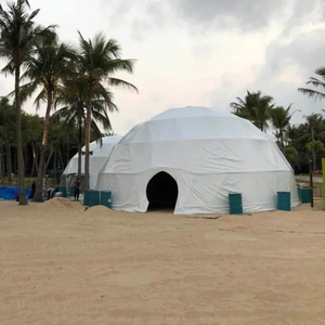 Tente de <span class=keywords><strong>camping</strong></span> en PVC blanc de luxe de 8m, dôme géodésique, tente de glamping d'hôtel avec salle de bain - Product Image 4