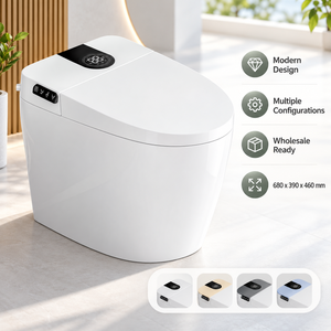 Inodoro Inteligente con Bidé Integrado, Asiento de Cerámica, Moderno y de Lujo, Eléctrico, Automático, de Una Pieza, con Doble Descarga y Sifón en P para Baño - Product Image 2