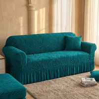 Moderner Jacquard-Sofabezug, rutschfester, gerüschter Stoffbezug für Wohnzimmer, staubdicht, elastisch, Stretch-Couchbezug-Set