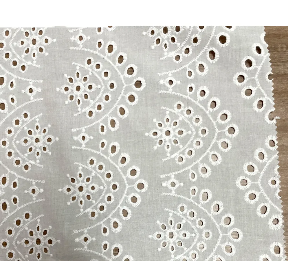 cotton fancy embroidery fabric 80GSM - 170GSM 52" WHITE DYED 120GSM