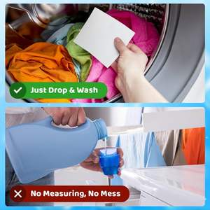 Feuilles de détergent à lessive solubles jetables écologiques d'approvisionnement d'usine comprimés de nettoyage solides biodégradables avec parfum frais - Product Image 2