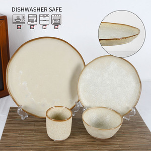 <b>Microwave</b>-Safe Retro Dinnerware <b>Set</b> Logo Printed Lead-Free Tableware for Home & Restaurant Collection - Product Image 1