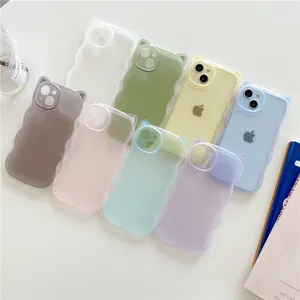 动物猫耳朵形状透明卡通手机外壳适用于iphone 11 12 13 pro max，适用于iphone 14 plus外壳猫