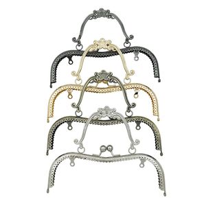 20.5cmエンボス加工<span class=keywords><strong>M</strong></span>字型プラムブロッサムブレスレット口ゴールドメタルハンドル女性ハンドバッグ財布フレームシルバーガンブラックアンティーク - Product Image 2