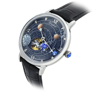 Montre Homme de Luxe Mécanique en Acier Inoxydable, Cadran Terre et Lune, Exploration Spatiale Lunaire - Product Image 1