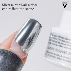 VINIMAY 5ml <span class=keywords><strong>espejo</strong></span> brillo metálico <span class=keywords><strong>plata</strong></span> esmalte de uñas UV/LED Gel Metal pintura Gel DIY Nail Art diseños de larga duración - Product Image 6