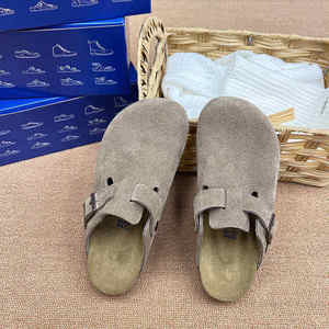 Birkenstocks pour femmes Boston en cuir véritable daim sandale plate Mules sabot extérieur liège <span class=keywords><strong>pied</strong></span> lit diapositives pantoufles livraison directe - Product Image 1