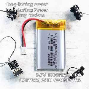 Batería de Litio Polímero Recargable Liter Energy Battery Liter 603030 3.7V 1000mAh para Cámara <span class=keywords><strong>7</strong></span>/8 <span class=keywords><strong>Plus</strong></span> Stock-2pin PH - Product Image 2