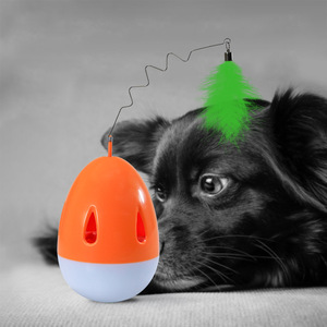 <b>Cat</b> <b>Toy</b> Ball Orange Color Feather Teaser Boredom Buster <b>Interactive</b> Pet Plaything - Product Image 1