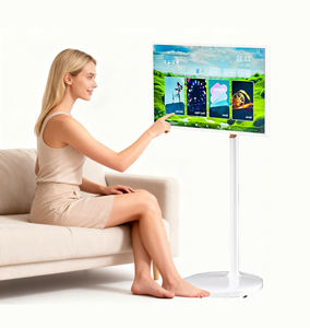 Pantalla LED Inalámbrica Inteligente Portátil de 23.8 Pulgadas, 4G+64G, con Ruedas, 1080P, Interactiva, con Sistema Operativo Android 12 y Altavoz Integrado, Color Blanco - Product Image 2