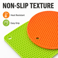 Sous-plat en silicone alvéolé de 8 mm d'épaisseur avec logo personnalisé, résistant à la chaleur, antidérapant, rond ou carré, pour cuisine et table