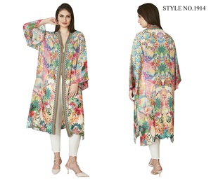 Fashionable Kimono Style <b>Cardigan</b> Foil Print Unique Blend of Traditional and Modern <b>Summer</b> Wear Trendy Dress - Product Image 3