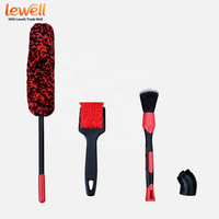 Kit de brosses de nettoyage automobile 4 pièces pour jantes, intérieur, extérieur, pneus, aérateurs et tapis
