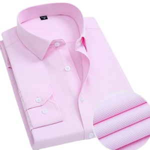 Venta al Por Mayor de <span class=keywords><strong>Camisas</strong></span> Nuevas para Hombre Antiarrugas de Rayas o Color Sólido Manga Larga Casual de Negocios Profesional Formal - Product Image 5