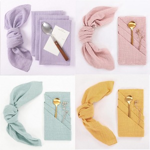 Edge-Trimmed Bamboo - Textured Cotton <strong>Napkins</strong>, Linen Fabric Home and <strong>Wedding</strong> Banquet Popular Delicate Table Decorations - Product Image 3
