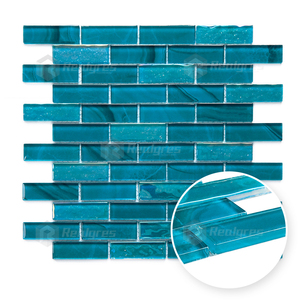 Mosaico de Vidro Quadrado Verde com Glitter para Decoração de Piscina, Parede de Cozinha e Banheiro - Product Image 1