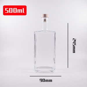 Bouteille de vin en verre français de haute qualité 200ml 500ml avec liège vide liqueur vin whisky tequila <span class=keywords><strong>vodka</strong></span> 16OZ bouteille en verre avec liège - Product Image 5