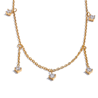 Collier chaîne en acier inoxydable minimaliste élégant JINYOU 4254 avec zircon plaqué or 18 carats PVD de haute qualité pour femmes