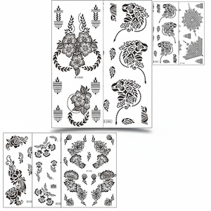 Nouvel autocollant de tatouage temporaire imperméable en henné <span class=keywords><strong>noir</strong></span> écologique et tendance avec motif floral - Product Image 3