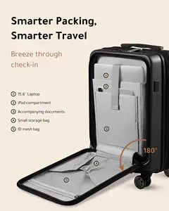 Carry On Luggage With Backpack Set - Polycarbonate Hard Shell Suitcase With Pocket Compartment USB Port - Travel Luggage