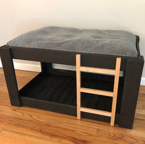 Nouveau Grand Nid d'Animaux d'Intérieur en Bois Personnalisé avec Lit en Velours, Mousse Caoutchouc et Lin pour Chiens et Chats - Product Image 4