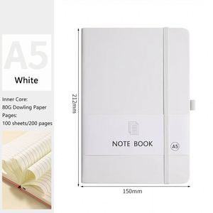 PU Leather <b>A5</b> Notebook Cahiers 200 Pages Thick Paper White <b>Diary</b> Notebook with Elastic Band Pen Slot Ribbon Bookmark for Student - Product Image 4