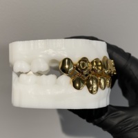 Grillz personnalisés en argent S925 plaqué or avec signe dollar sculpté, pour dents supérieures et inférieures, bijoux hip-hop
